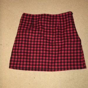 Red and black checkered mini skirt